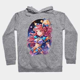 Cosmic Hunter: Radiant AI Anime Character Art in Orion Hoodie
